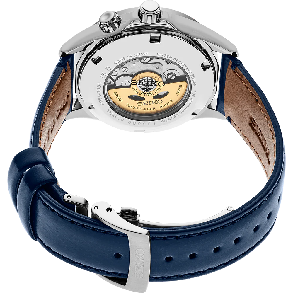 SEIKO Presage SPB377J1 Alpinist Blue Dial GMT Leather 200m Automatic Watch - Image 3