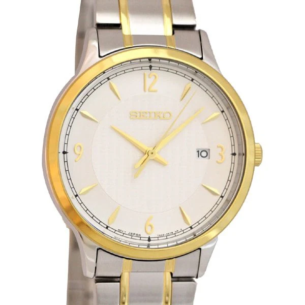 SEIKO SGEH82P1 Quartz Men's Watch with Silver Metal Band Classic Design Date Function and Water Resistant Features