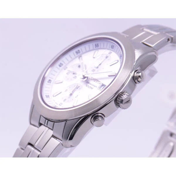 SEIKO SNDA85P1 Chronograph Stainless Steel Bracelet 10BAR Water Resistance White Dial - Image 5