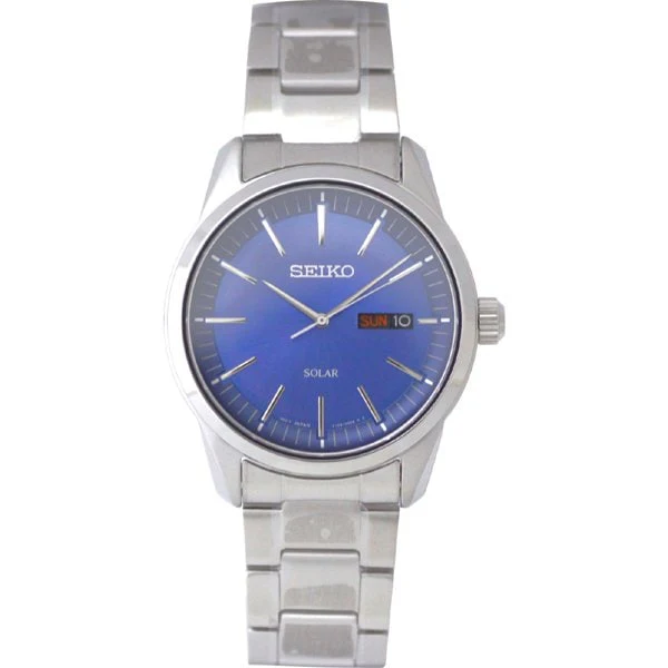 SEIKO SNE525P1 Solar Powered Stainless Steel Men's Watch Water Resistant Elegant Design 1-Year Warranty