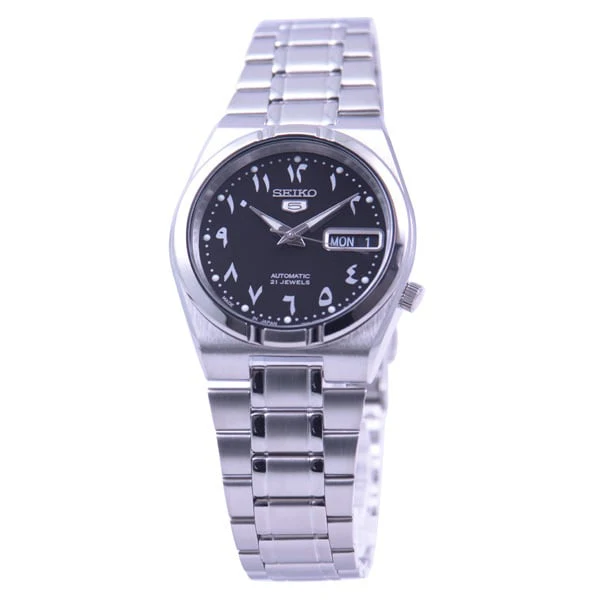 SEIKO SNK063J5 Automatic Men's Watch with Stainless Steel Bracelet, Black Dial, Water Resistant, Durable Design for Everyday Wear