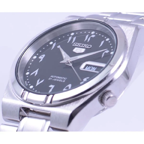 SEIKO SNK063J5 Automatic Men's Watch with Stainless Steel Bracelet, Black Dial, Water Resistant, Durable Design for Everyday Wear - Image 2