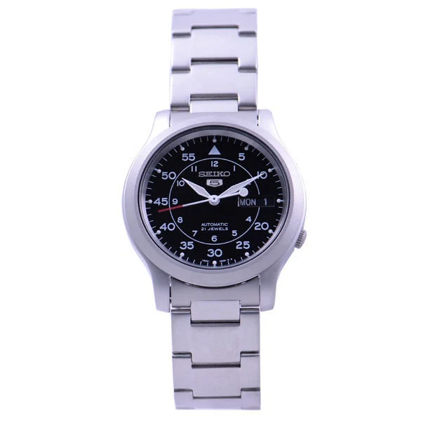 SEIKO SNK809K1 Men's 5 Automatic Black Dial Silver Bracelet Water Resistant Classic Design Watch