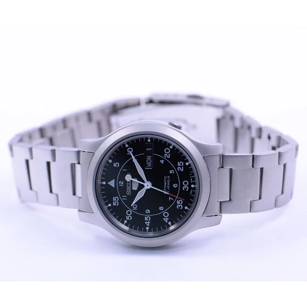 SEIKO SNK809K1 Men's 5 Automatic Black Dial Silver Bracelet Water Resistant Classic Design Watch - Image 3