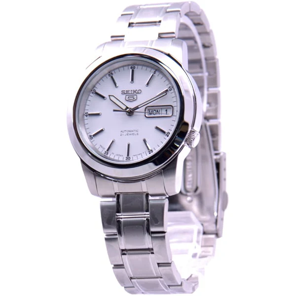 SEIKO SNKE49J1 Men's 5 Automatic Watch White Dial Stainless Steel Water Resistant Classic Design