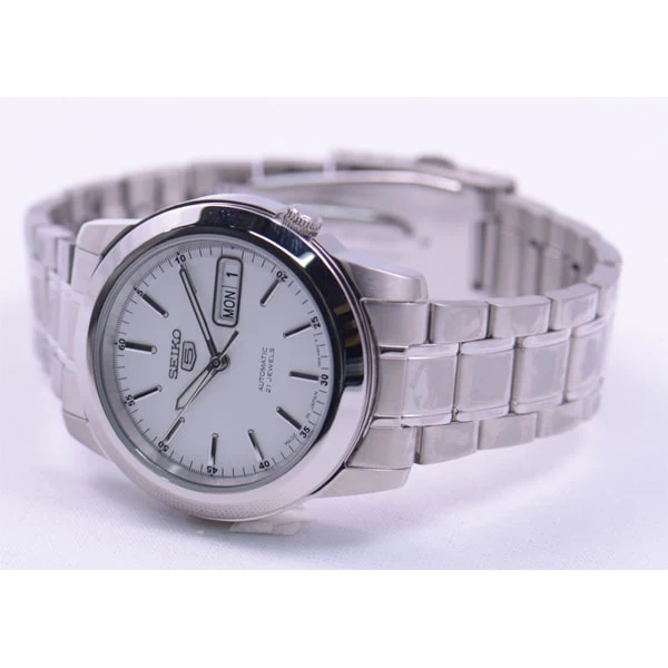 SEIKO SNKE49J1 Men's 5 Automatic Watch White Dial Stainless Steel Water Resistant Classic Design - Image 3