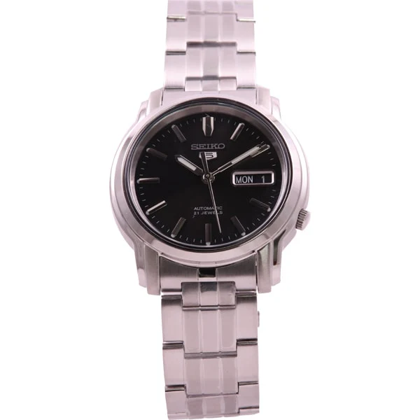 SEIKO SNKK71K1 Men's 5 Automatic Movement Black Dial Stainless Steel Bracelet Watch Water Resistant Classic Design