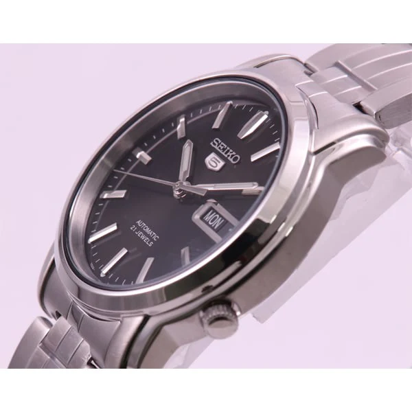 SEIKO SNKK71K1 Men's 5 Automatic Movement Black Dial Stainless Steel Bracelet Watch Water Resistant Classic Design - Image 2