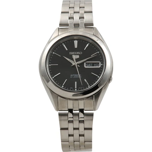SEIKO SNKL23K1 Men's 5 Automatic Movement Black Dial Stainless Steel Bracelet Watch Water Resistant Classic Design
