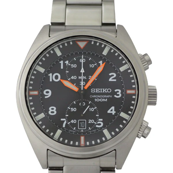 SEIKO SNN235P1 Chronograph Stainless Steel 10BAR Water Resistant Black Dial Men's Watch