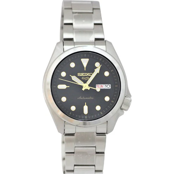 SEIKO SRPE57K1 5 Sports Auto Men's Black Metal Band Water Resistant Durable Design 1 Year Warranty