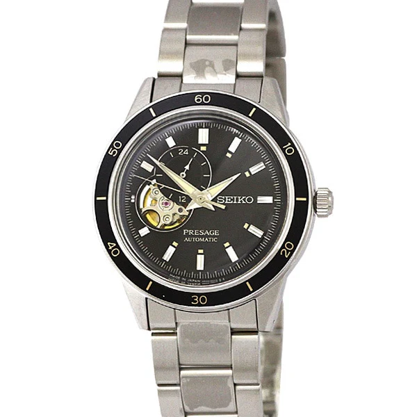 SEIKO SARY191/SSA425J1 Presage Men's 41mm GMT Watch with Stainless Steel Bracelet, Elegant Black Dial, and 1 Year Warran