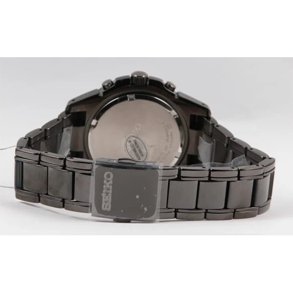 SEIKO SSC095P1 Men's Solar Chronograph Black Dial Alarm 10BAR Water Resistant IP Bracelet Watch - Image 5