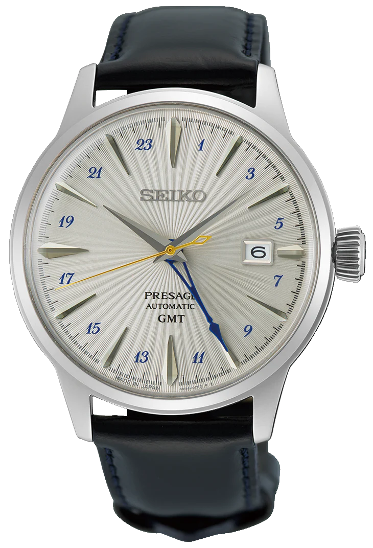 SEIKO SSK049J1 Automatic GMT Silver Dial Leather Strap Men's Watch