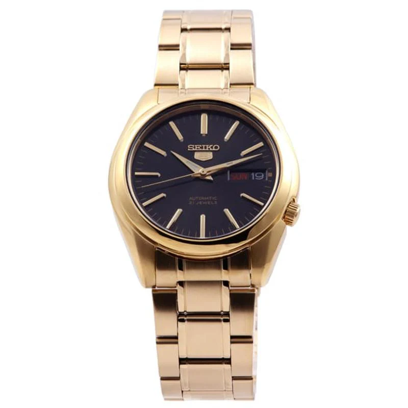 Seiko Stainless Steel Gold Seiko 5 Bracelet Watch SNKL50K1