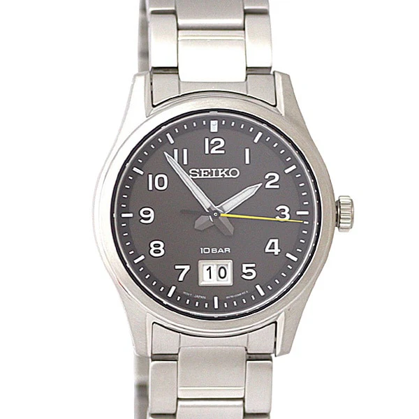 SEIKO SUR569P1 Quartz Movement Stainless Steel Bracelet 10BAR Water Resistant Black Dial Men's Watch