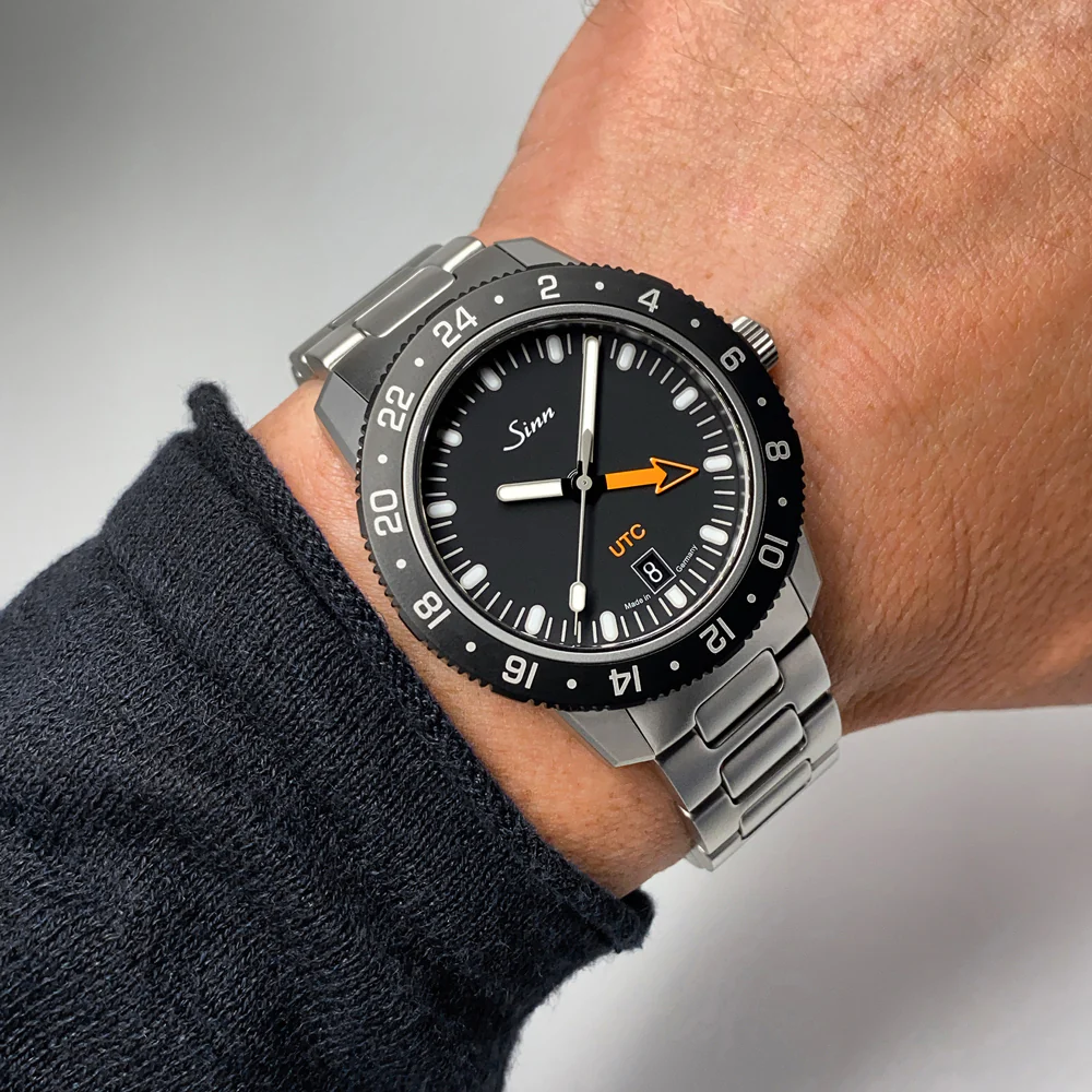 Sinn 105 Series 105.ST.SA.UTC UTC Dual Time Zone Sports Watch with Scratch-Resistant Black Bezel - Image 3
