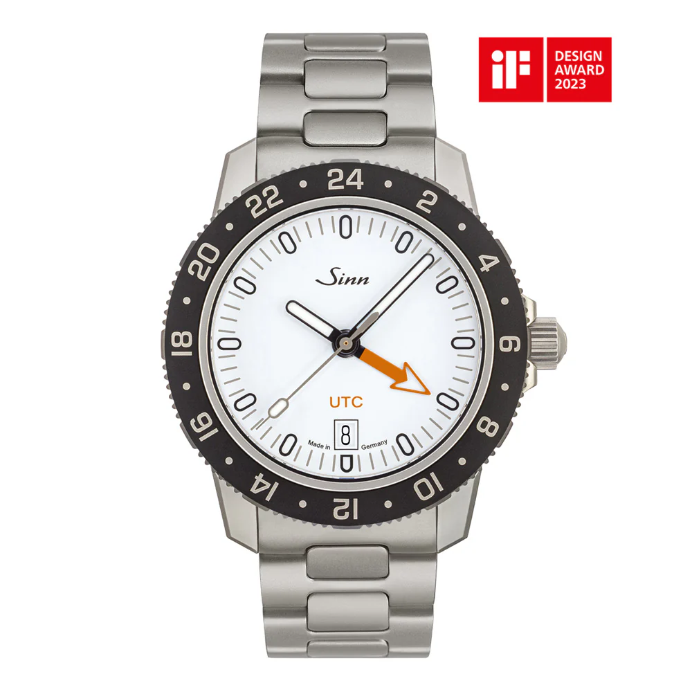 Sinn 105 Series 105.ST.SA.UTC.W UTC Function, Scratch-Resistant Black Bezel Sports Watch