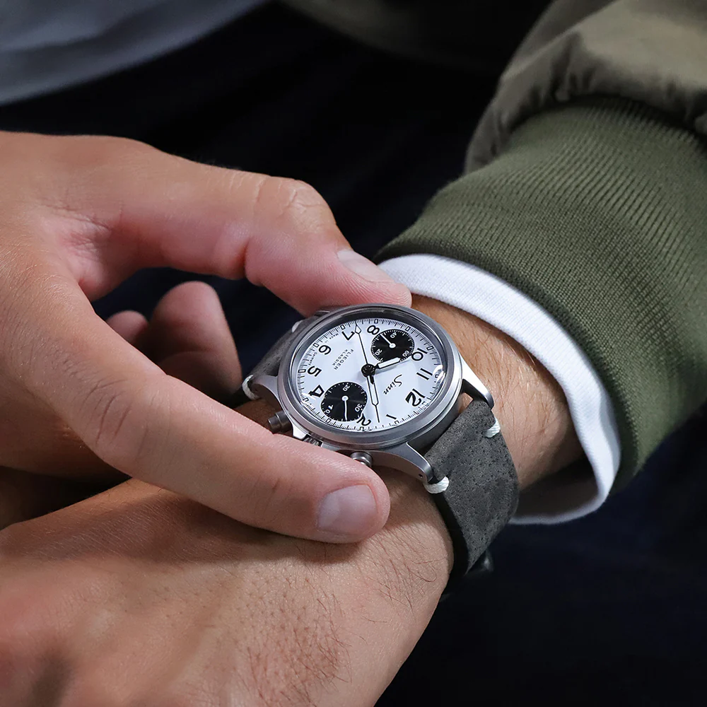 Sinn 356 Flieger Klassik 356.FLIEGER.KLASSIK.W Bi-Compax Chronograph Pilot Watch - Image 3