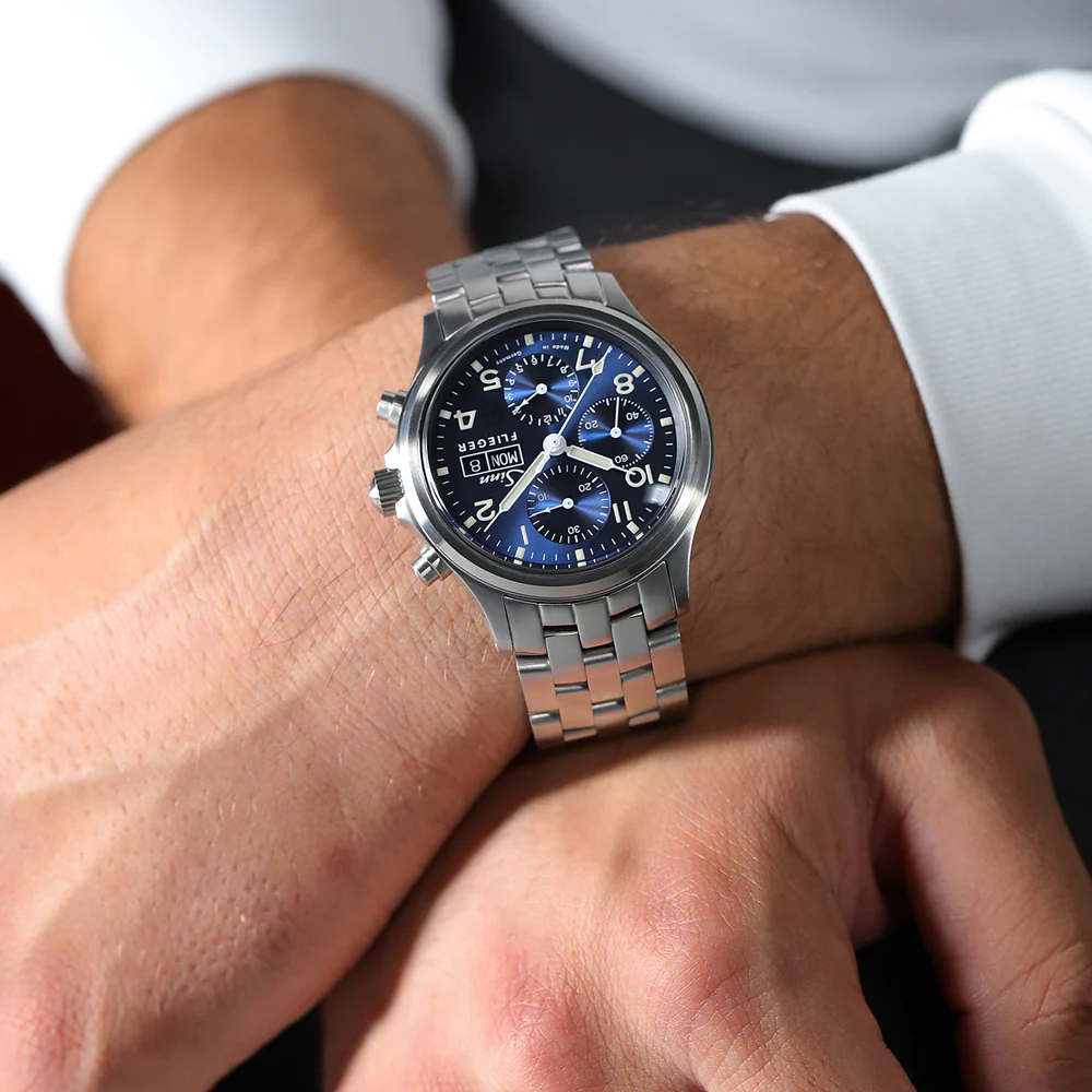 Sinn 358.SA.FLIEGER.B.E Traditional Chronograph Dark Blue Dial Sapphire Crystal Watch - Image 2