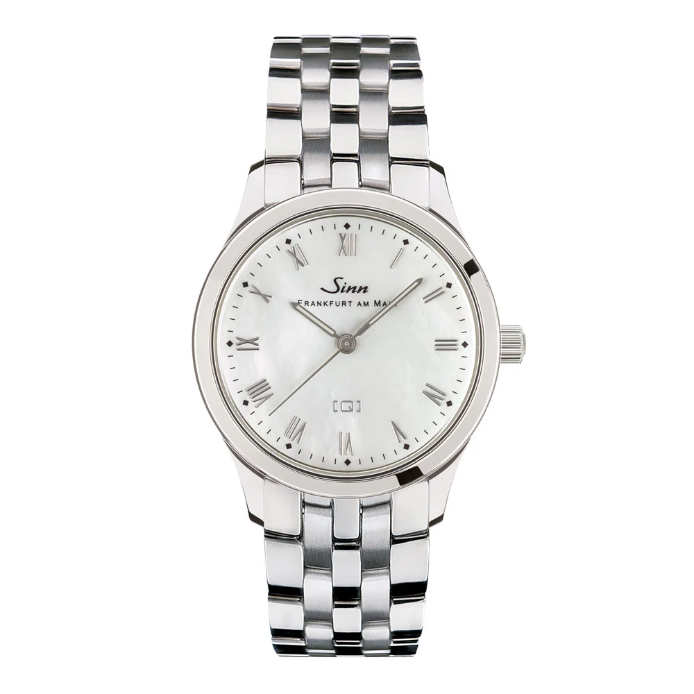 Sinn 434.ST.PERLMUTT.W Elegant Pearl Dial Automatic Watch with Date Function and Stainless Steel Case