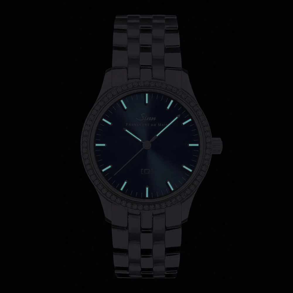 Sinn 434.TW68.WG.B Ladies Watch with 68 Diamond Bezel and Blue Dial, Featuring [Q] Technology for Minimal Electromagneti - Image 4