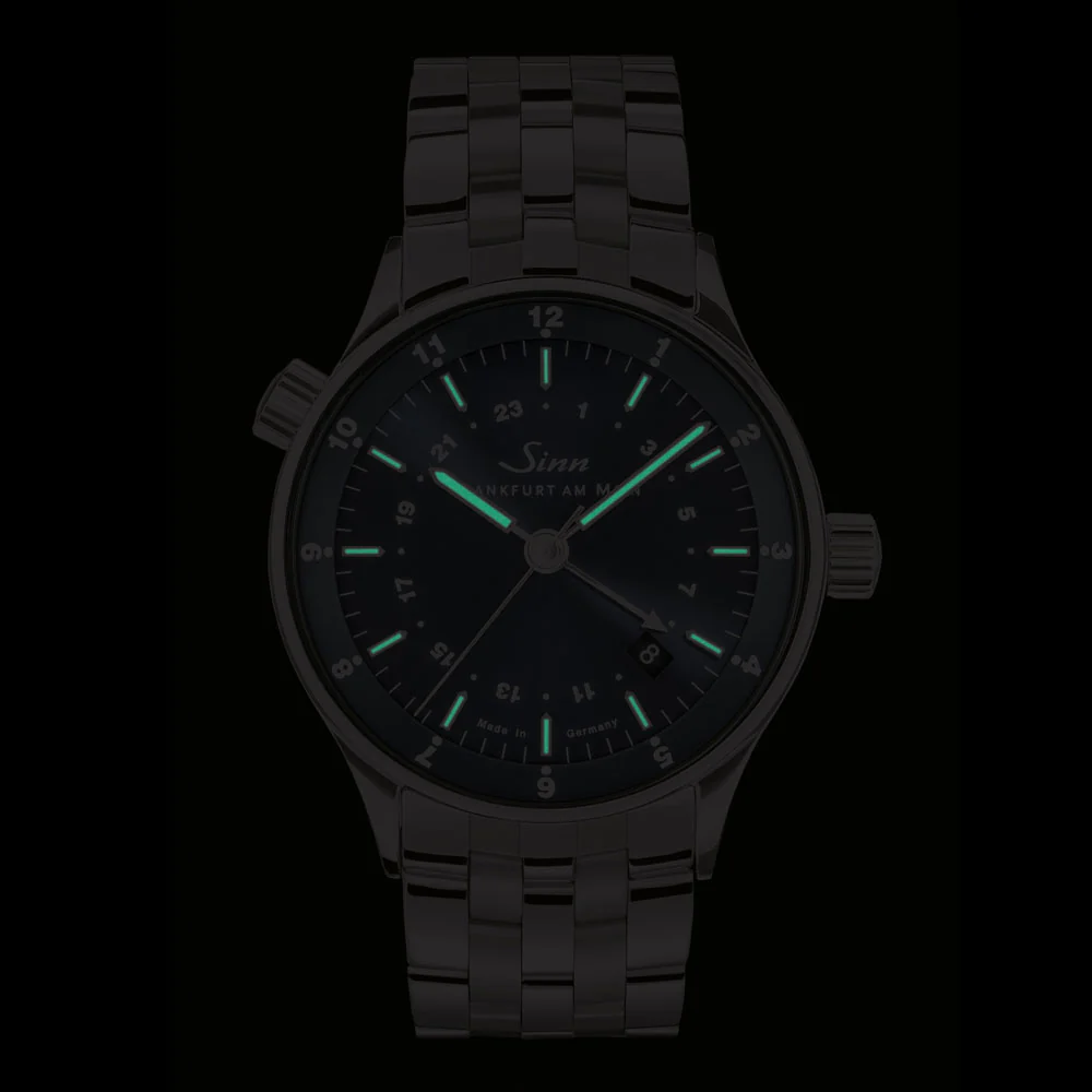 Sinn Frankfurt Financial 6060.B 3-Time Zone Blue Dial Watch with Bull & Bear Rotor Engraving - Image 5