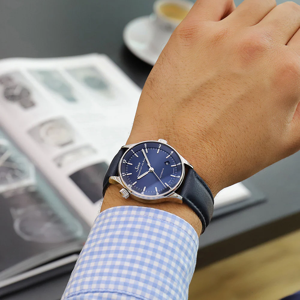 Sinn Frankfurt Financial 6068.B Dual Time Zone Blue Dial Watch with Bull and Bear Rotor Engraving - Image 3