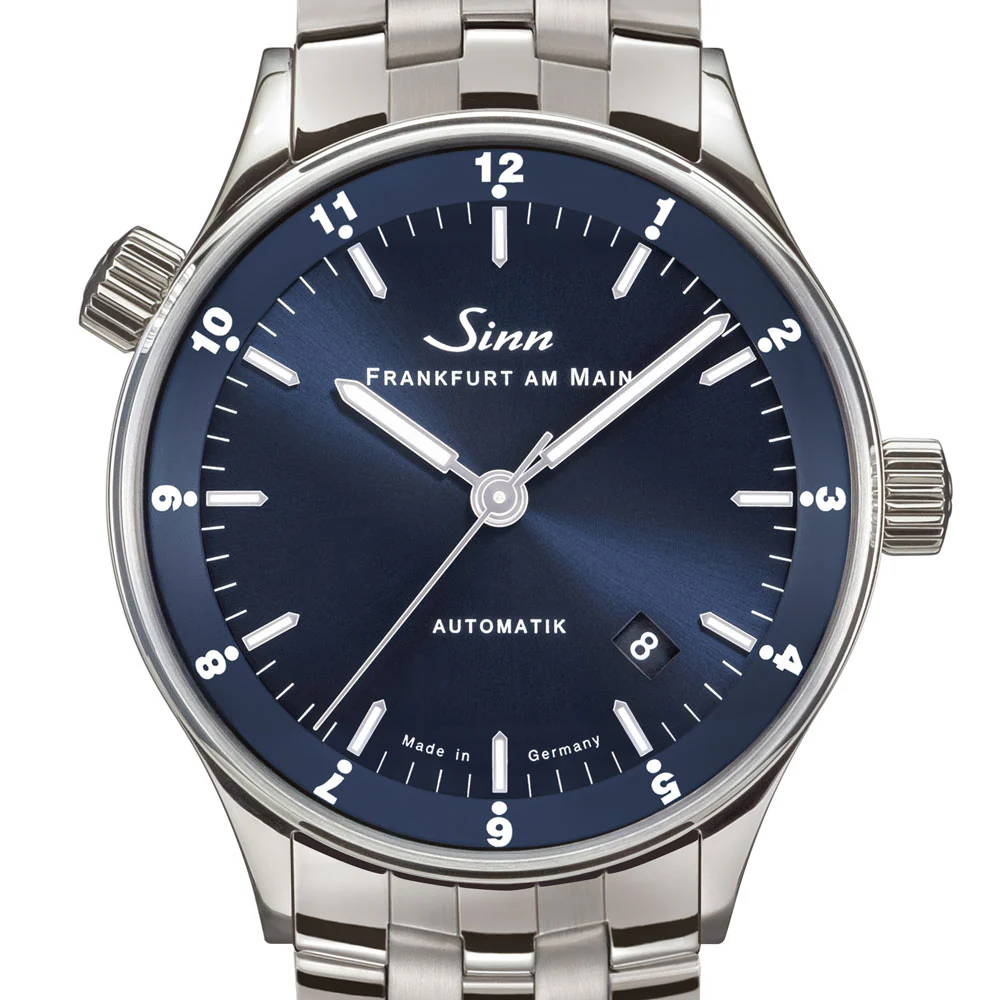 Sinn Frankfurt Financial 6068.B Dual Time Zone Blue Dial Watch with Bull and Bear Rotor Engraving - Image 4