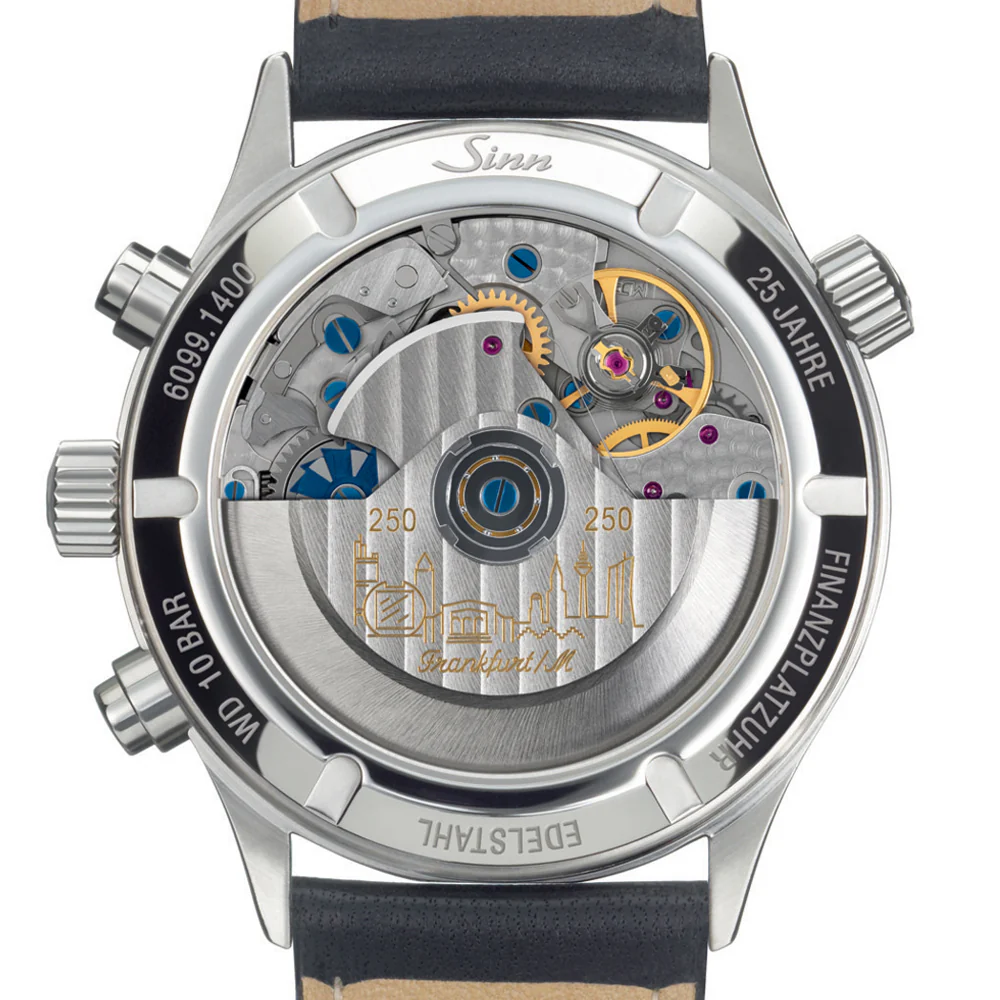 Sinn Frankfurt Financial 6099.JUB Limited Edition Chronograph Silver Dial Blue Accents Watch - Image 5