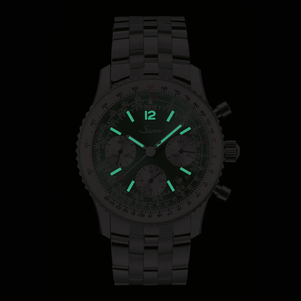 Sinn 903 Series 903 St II G Green Dial Navigation Chronograph Watch - Image 5
