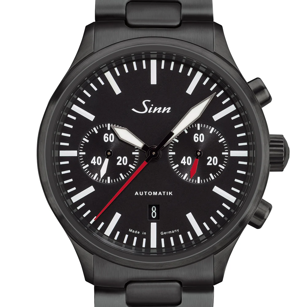 Sinn 936 Limited Edition Chronograph Watch - Bi-Compax Layout, Durable Black Hard Coating, 60-Minute Timer - Image 4