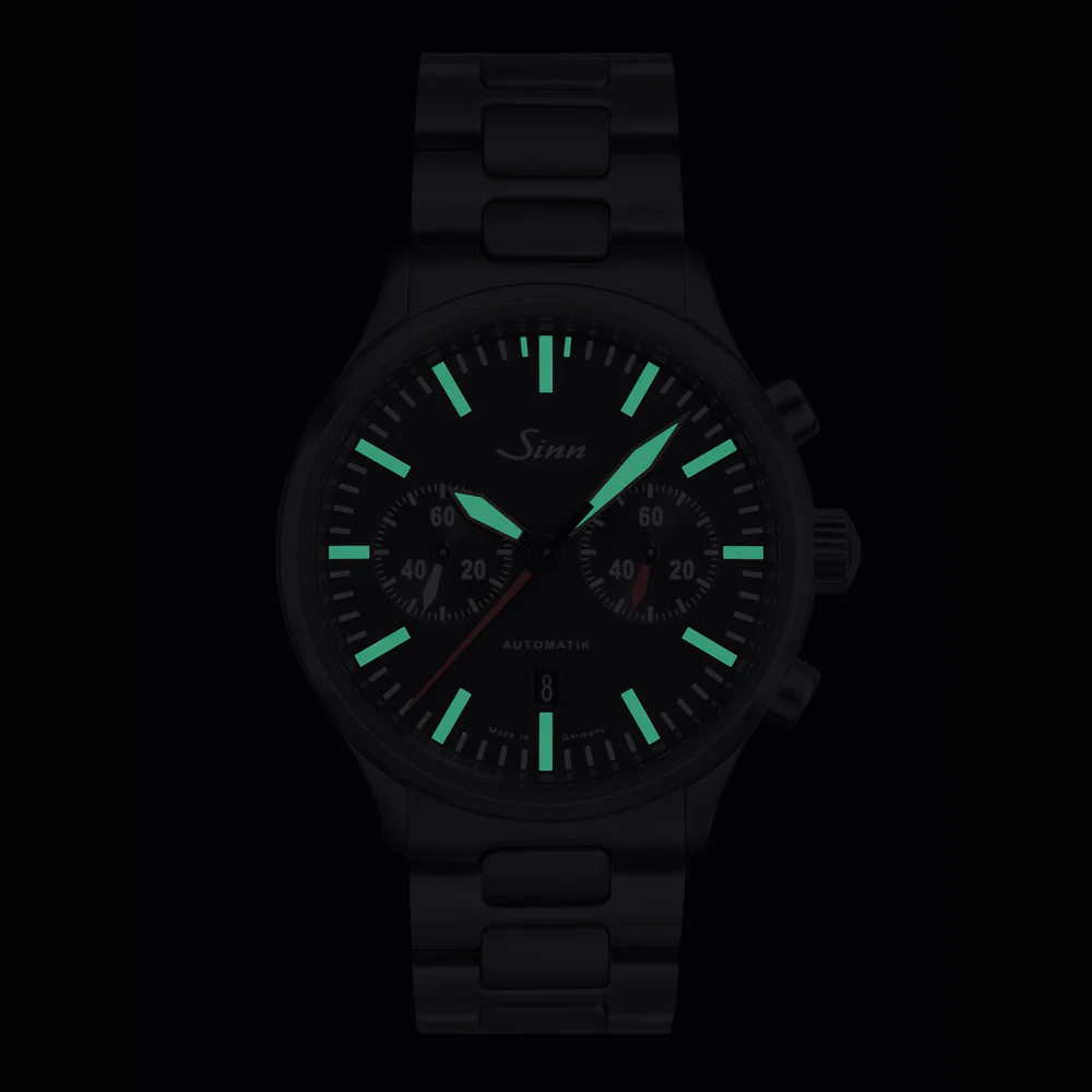 Sinn 936 Limited Edition Chronograph Watch - Bi-Compax Layout, Durable Black Hard Coating, 60-Minute Timer - Image 5