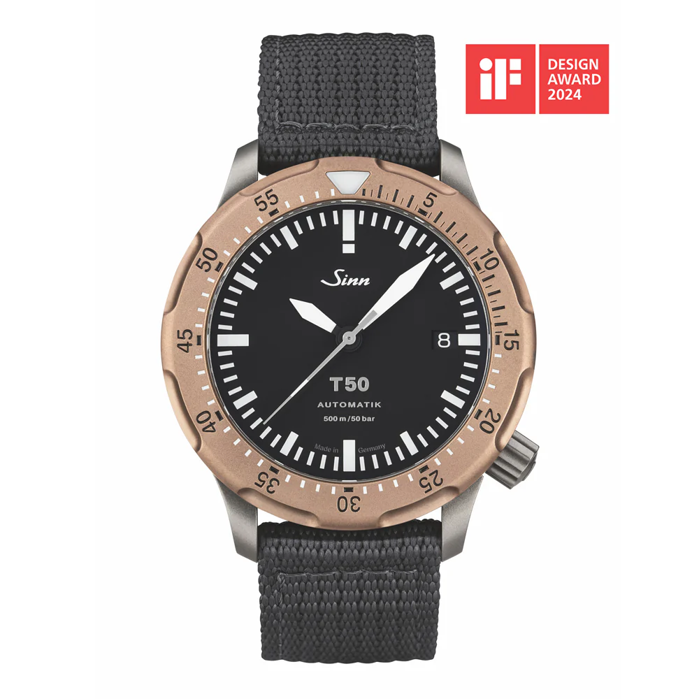 Sinn T50.GBDR Gold Bronze Diver's Watch with High-Strength Titanium and Enhanced Safety Features