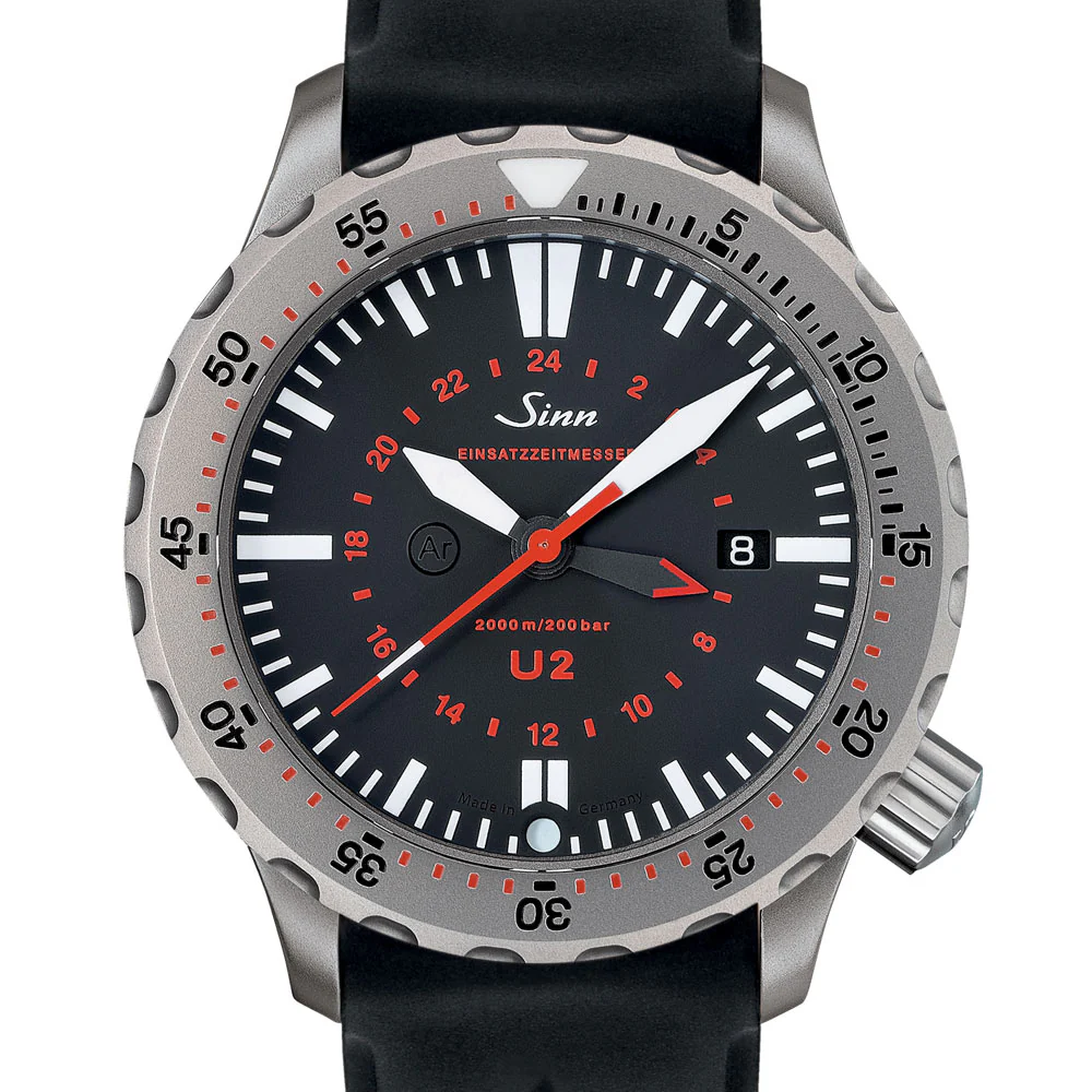 Sinn U2 2000m Waterproof Diver's Watch with Unbreakable Rotating Bezel and Luminous Display - Image 3