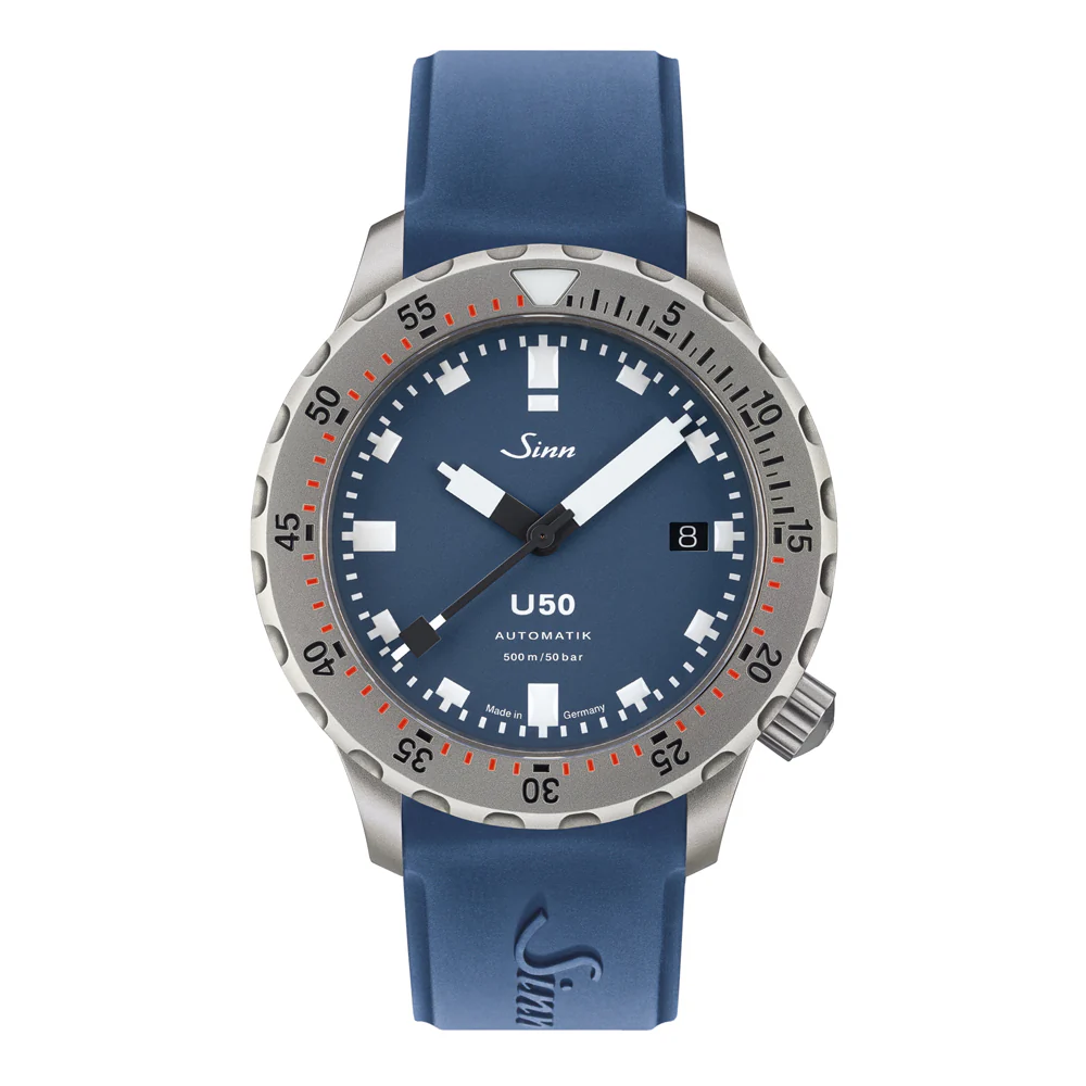 Sinn U50 U50B Matte Blue Dial Diver's Watch with Luminous Indexes and High Visibility