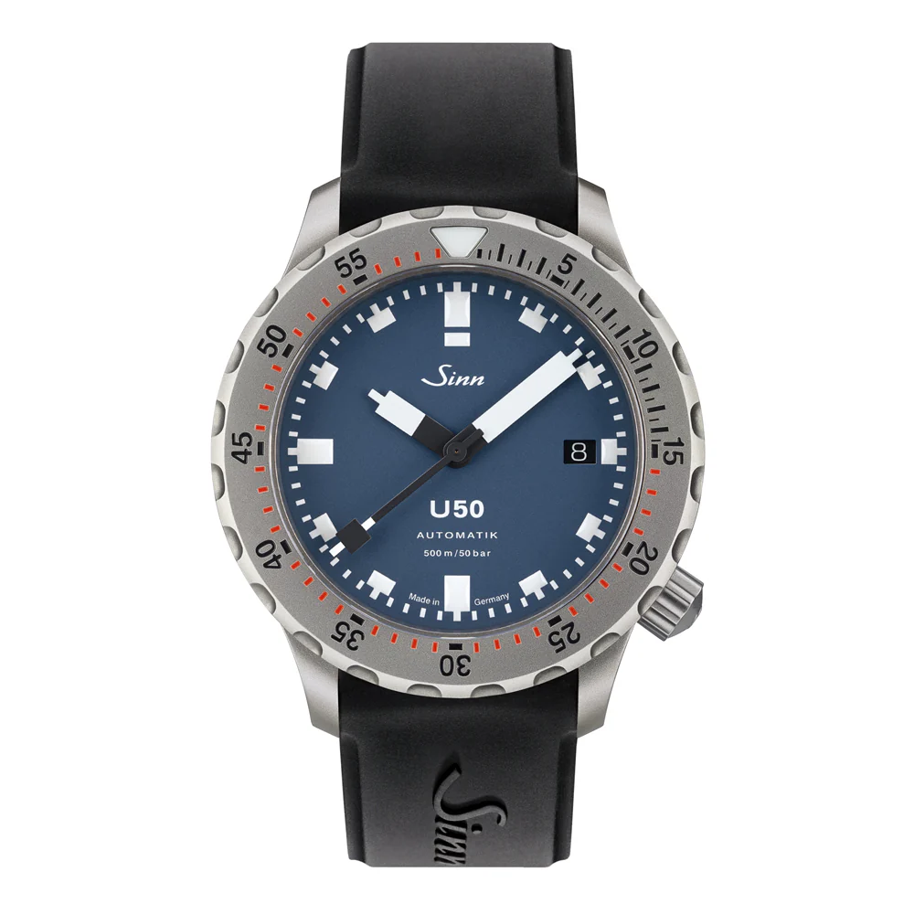 Sinn U50 U50B Matte Blue Dial Diver's Watch with Luminous Indexes and High Visibility - Image 2