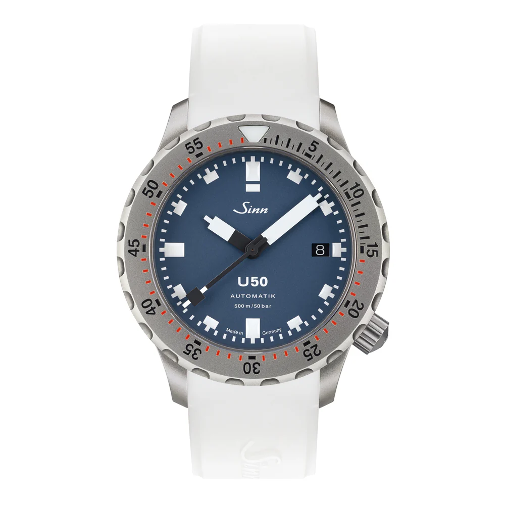 Sinn U50 U50B Matte Blue Dial Diver's Watch with Luminous Indexes and High Visibility - Image 3