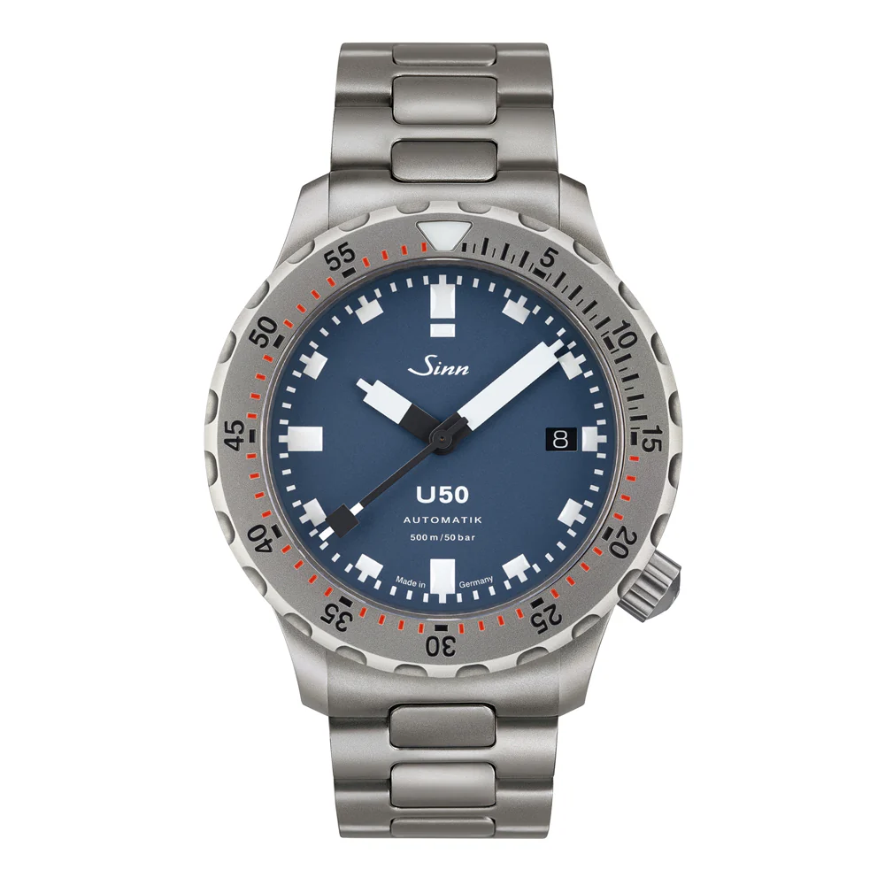 Sinn U50 U50B Matte Blue Dial Diver's Watch with Luminous Indexes and High Visibility - Image 4