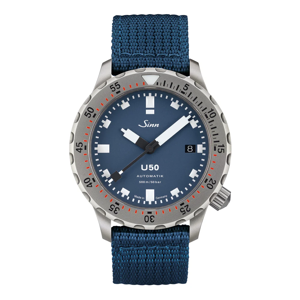 Sinn U50 U50B Matte Blue Dial Diver's Watch with Luminous Indexes and High Visibility - Image 5
