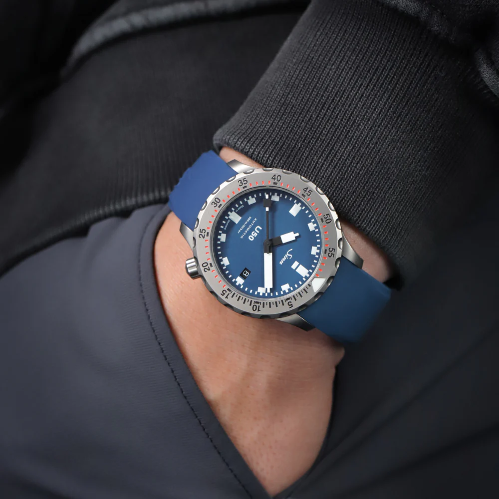 Sinn U50 U50B Matte Blue Dial Diver's Watch with Luminous Indexes and High Visibility - Image 6