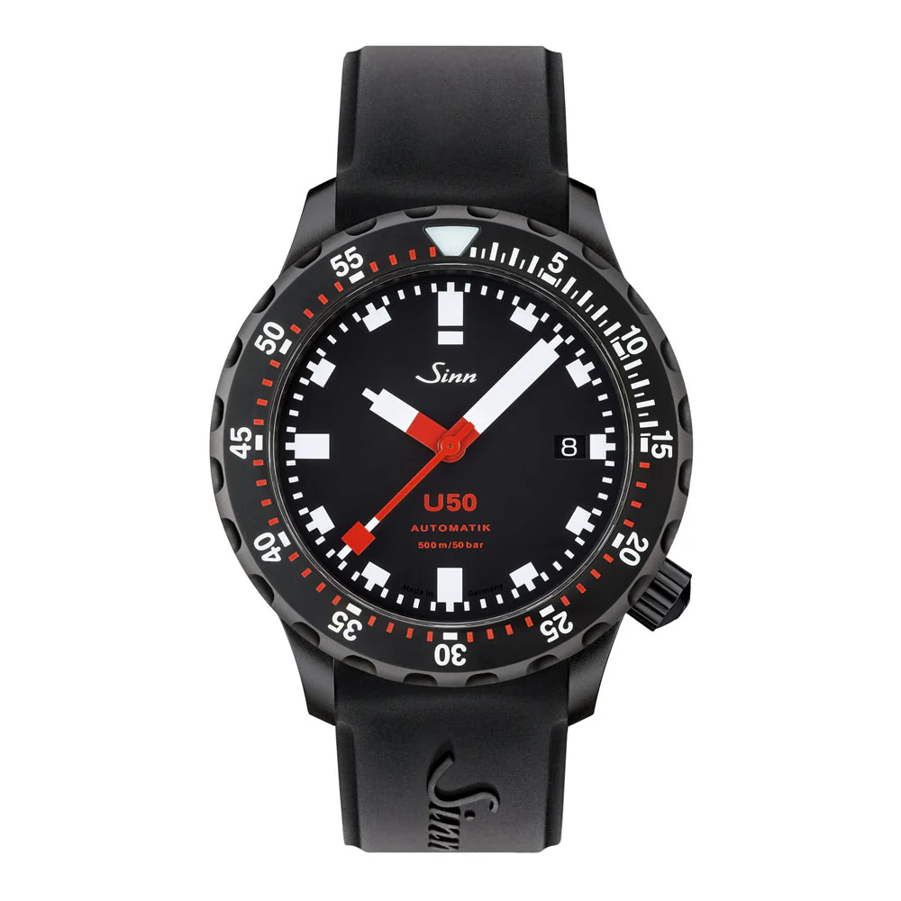 Sinn U50.S 41mm 500m Waterproof Diver's Watch with U-Boat Steel and Durable Rotating Bezel