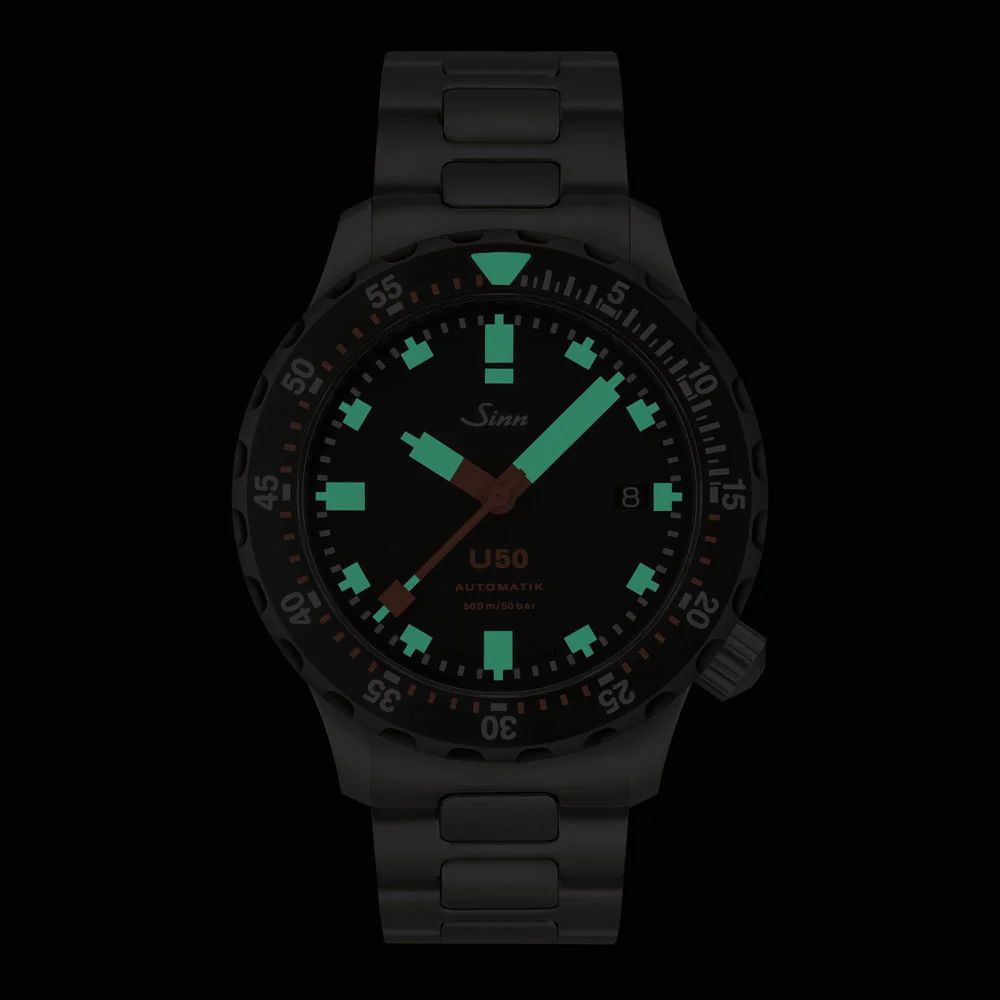 Sinn U50.SDR 41mm 500m Waterproof Diver's Watch with Black Hard Coating and DNV Certification - Image 4