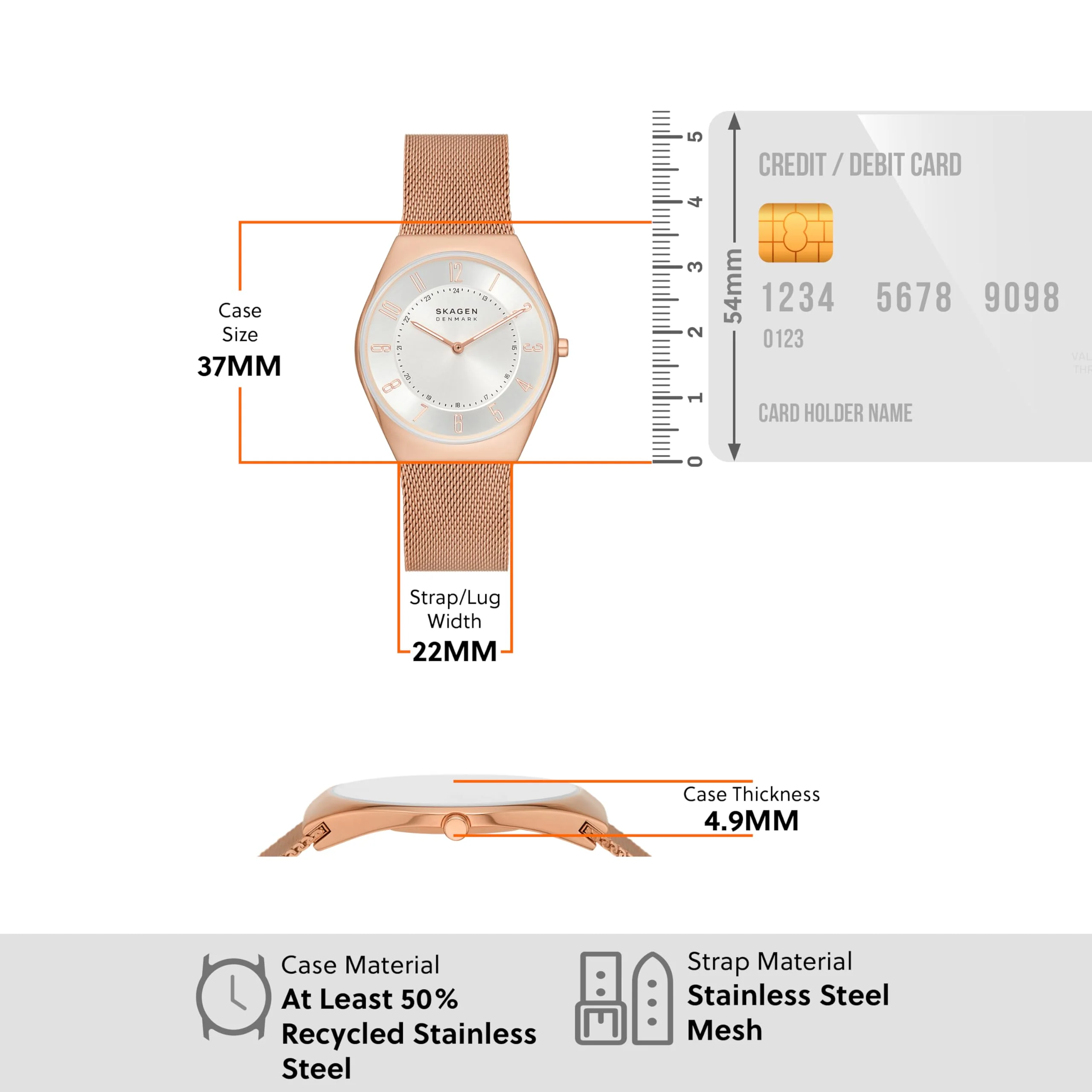 SKAGEN Grenen Ultra Slim SKW6827 Rose Gold Men's Watch - Image 5