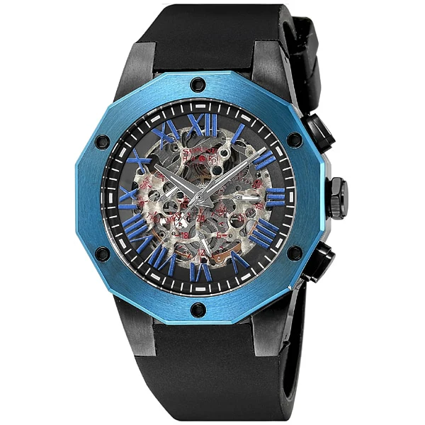 Sonne H026BU-BK Skeleton Design Automatic Movement Water Resistant Stylish Men's Watch