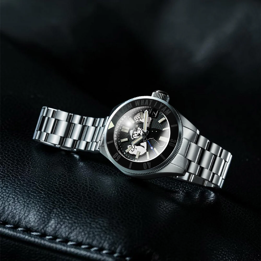 SP-5173-11 Piccard Automatic Popeye Limited Edition 2-Year Warranty Black Stainless Steel Water Resistant - Image 11
