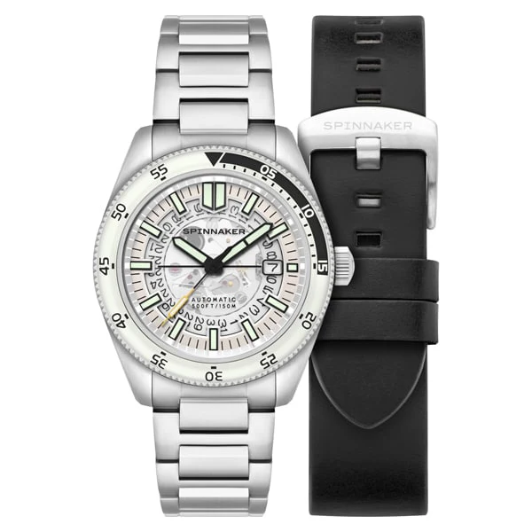 SPINNAKER SP-5118-33 Fluess Automatic Severn Edition with 2 Year Warranty, Elegant White Design, Water Resistant, Precision Movement