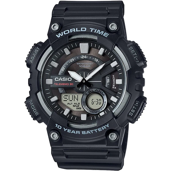 Standard Watch "Casio Collection" AEQ-110W-1AJH - Digital Display, Water Resistant, LED Backlight
