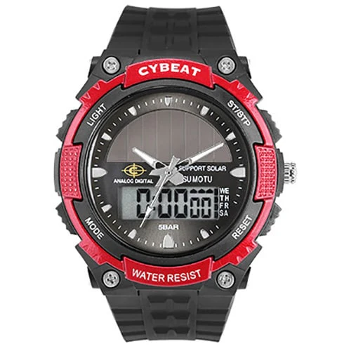 Sun Flame BCY03-RE Stylish Analog-Digital Watch Red LED Display Water Resistant Durable Design