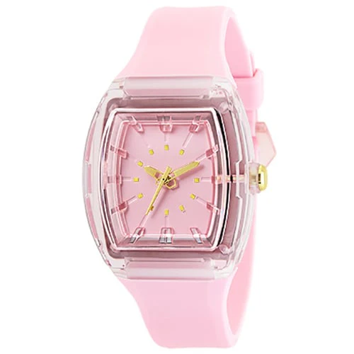 Sun Flame CF2C0021-PI Elegant Tonneau Shape Clear Watch Stylish Design Water Resistant Quartz Movement